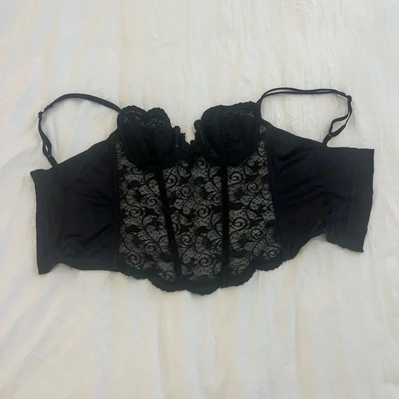 Vintage black lace gold label Victoria secret bustier corset - Picture 3 of 6